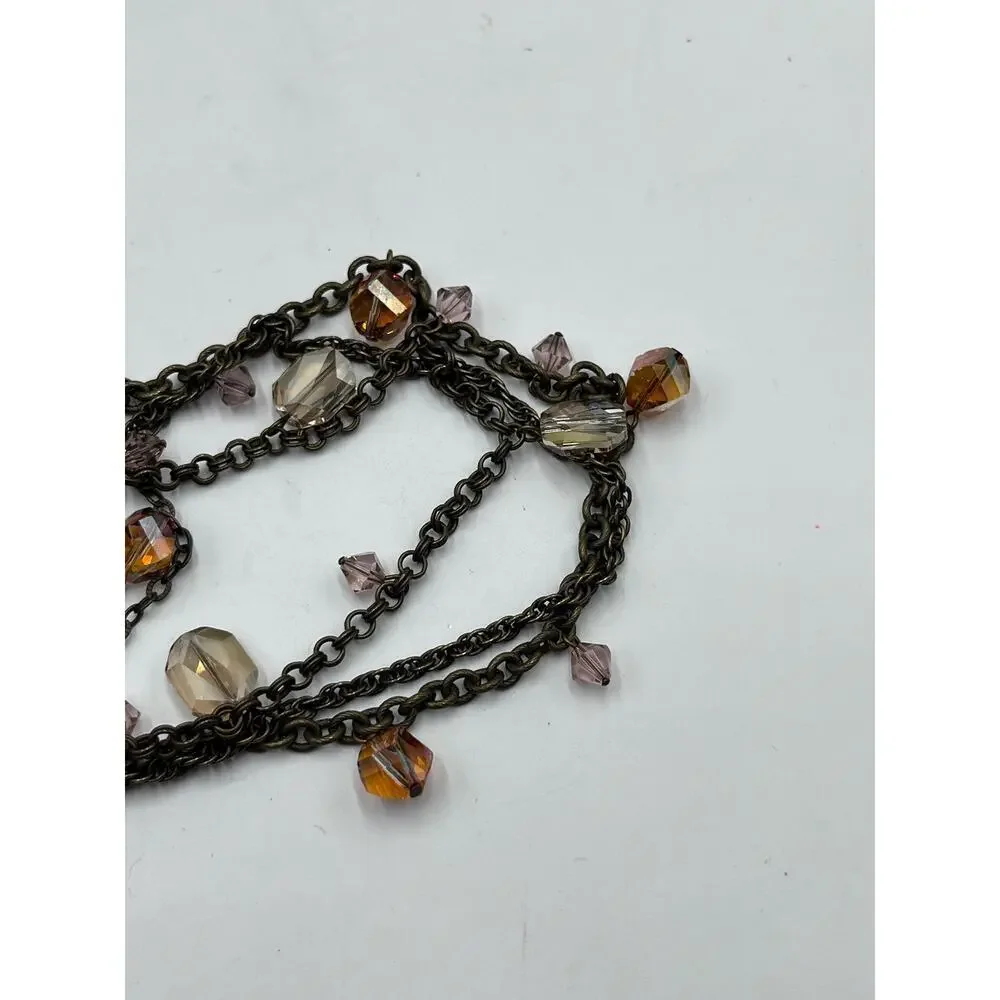 Liz Palacios‎ SF Multistrand Vintage Multi Layer Orange Topaz Crystal Necklace
